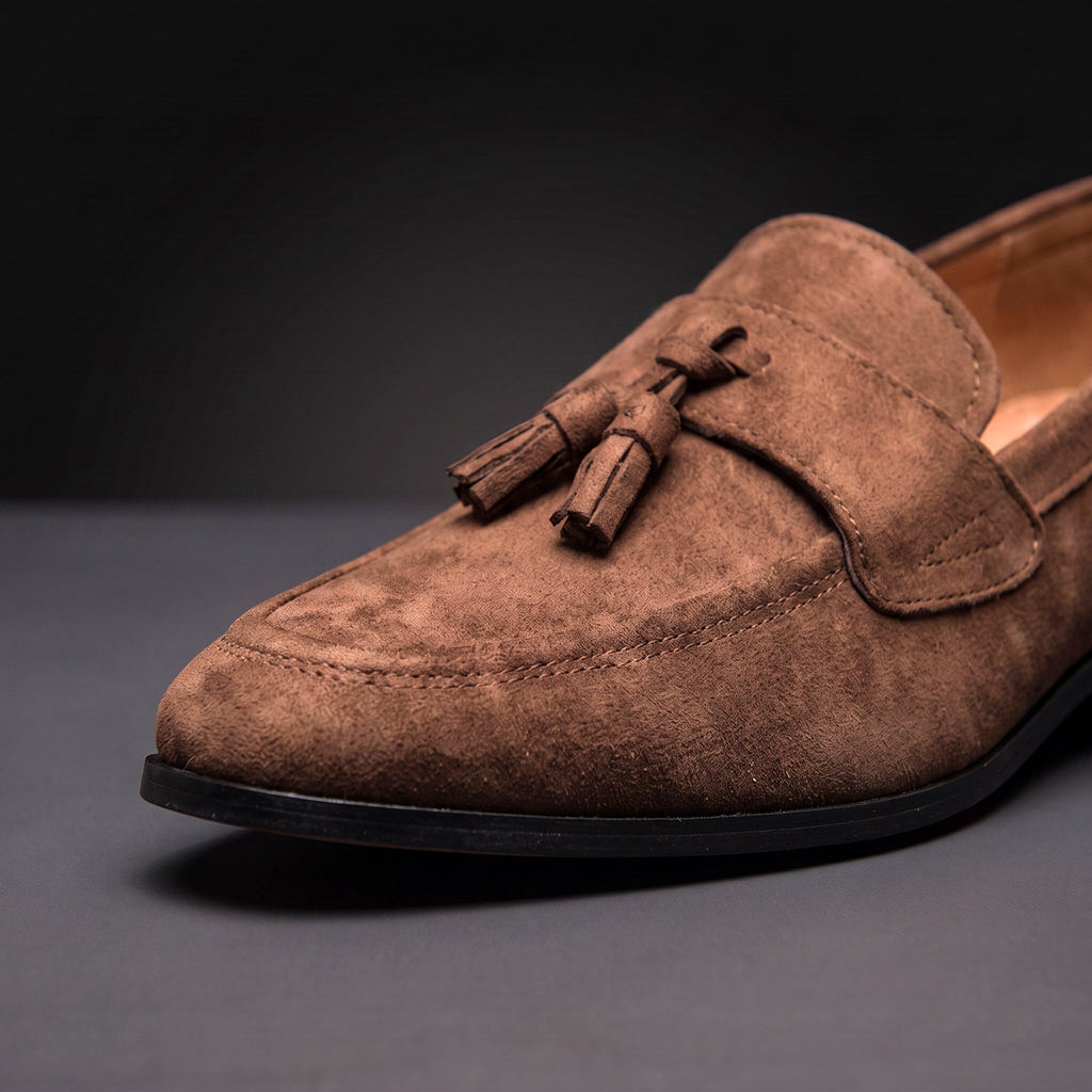 Microsuede Tassel Loafers | Cushioned Slip-On Summer Casual Dress Shoes