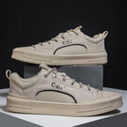 Men's Leather Mesh Sneakers | Cushioned Breathable Urban Trail Street Shoes
