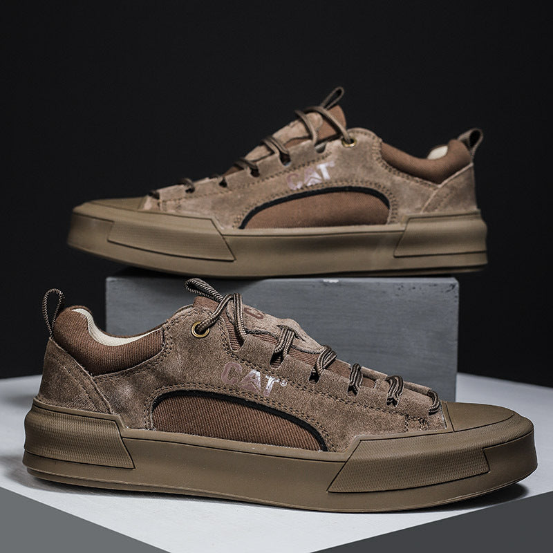 Men's Leather Mesh Sneakers | Cushioned Breathable Urban Trail Street Shoes