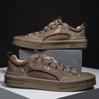 Men's Leather Mesh Sneakers | Cushioned Breathable Urban Trail Street Shoes