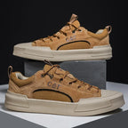Men's Leather Mesh Sneakers | Cushioned Breathable Urban Trail Street Shoes
