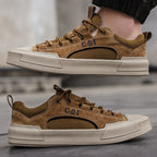 Men's Leather Mesh Sneakers | Cushioned Breathable Urban Trail Street Shoes