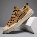 Men's Leather Mesh Sneakers | Cushioned Breathable Urban Trail Street Shoes
