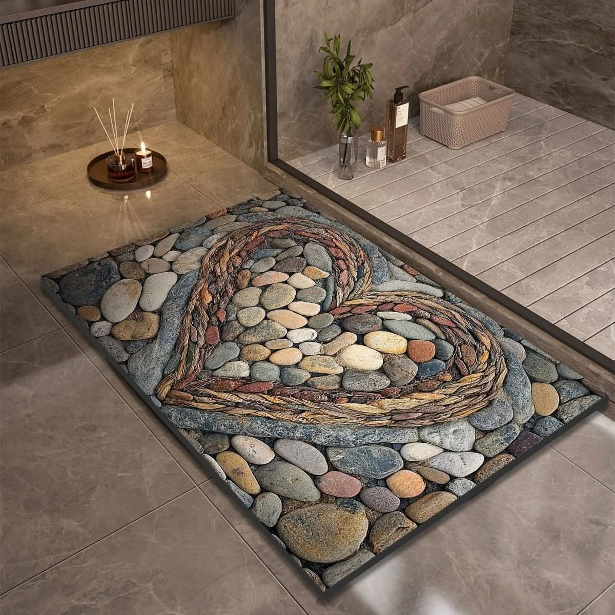 Eclectic Stone-Like Textured Bath Mat