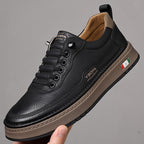 Men's Genuine Leather Sneakers | Hand-Stitched Cushioned Sole Everyday Shoes