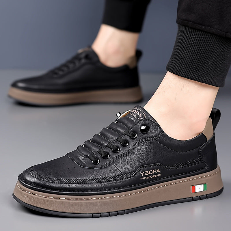 Men's Genuine Leather Sneakers | Hand-Stitched Cushioned Sole Everyday Shoes