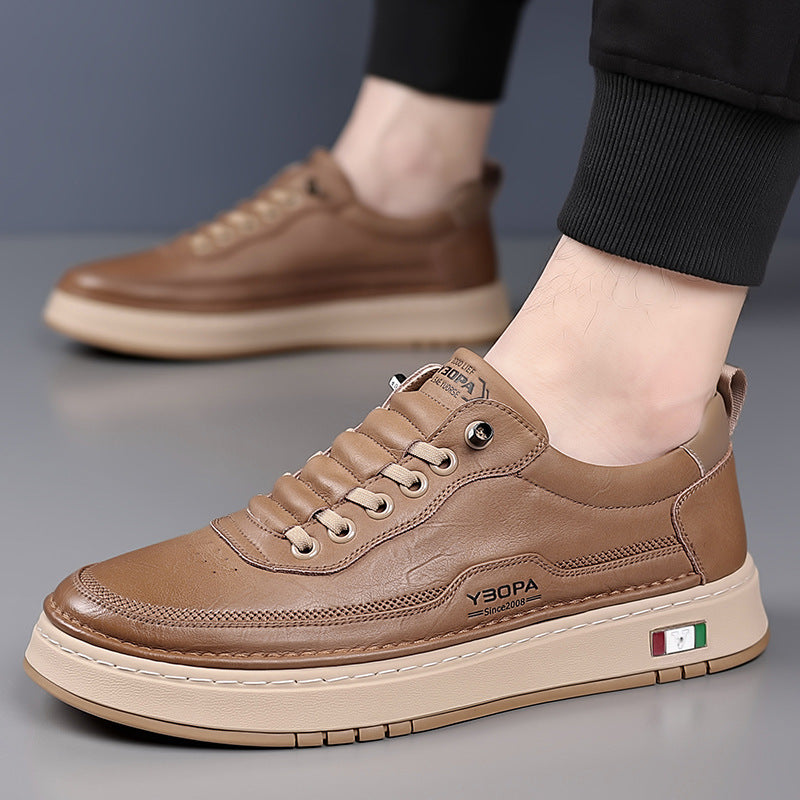 Men's Genuine Leather Sneakers | Hand-Stitched Cushioned Sole Everyday Shoes