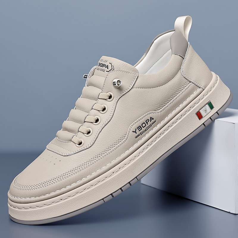 Men's Genuine Leather Sneakers | Hand-Stitched Cushioned Sole Everyday Shoes