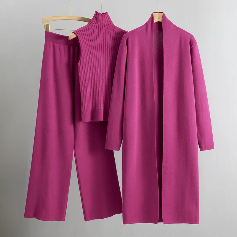 Isabella Three-Piece Set | Relaxed Fit Casual Duster Cardigan