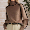 Isla Relaxed Fit Turtleneck Sweater | Contrast Trim Ribbed Sweater