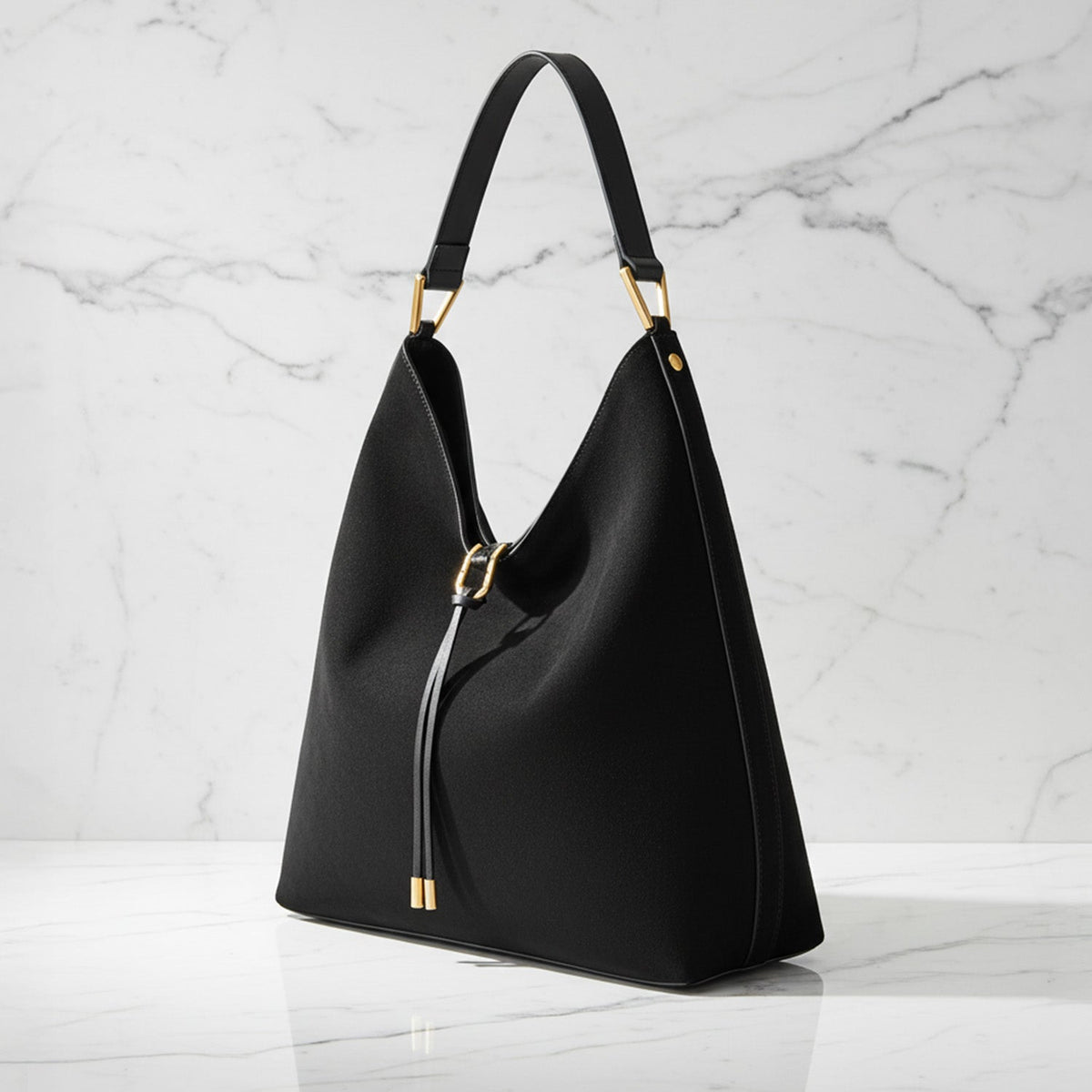 Isla Slouchy Hobo Bag | Drawstring Detail Gold-Tone Hobo Bag