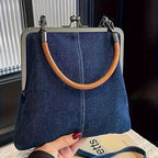 Isla Structured Frame Handbag | Kiss Lock Closure Metal Frame Handbag