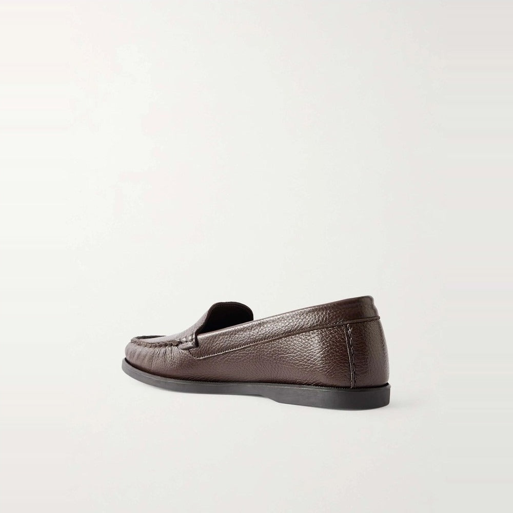 Men's Brown Full-Grain Leather Penny Loafers
