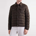 Men's Brown Quilted Flannel Down Jacket - on model
