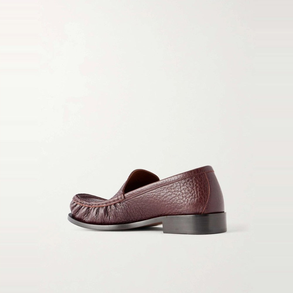Men's Burgundy Pebbled Leather Moc Toe Loafers
