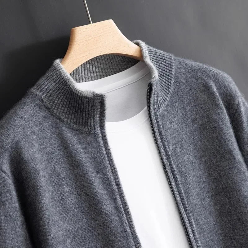 Men's Cashmere Zip Jacket - Gray