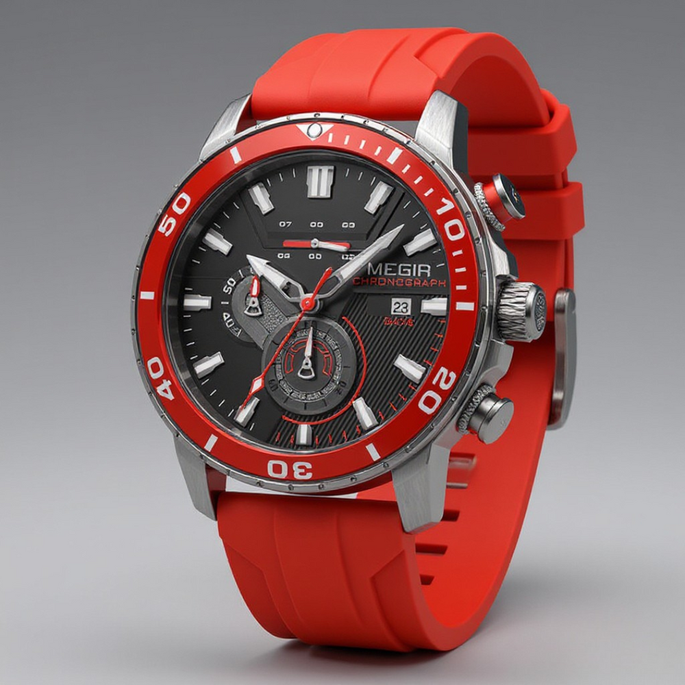 Men's Ceramic Bezel Chronograph Watch - Crimson