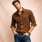 Men's Corduroy Button-Down Shirt - Dark Brown