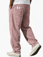 Men's Relaxed Fit Corduroy Pants | Elastic Drawstring Waist Baggy Casual Pants