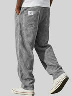 Men's Relaxed Fit Corduroy Pants | Elastic Drawstring Waist Baggy Casual Pants