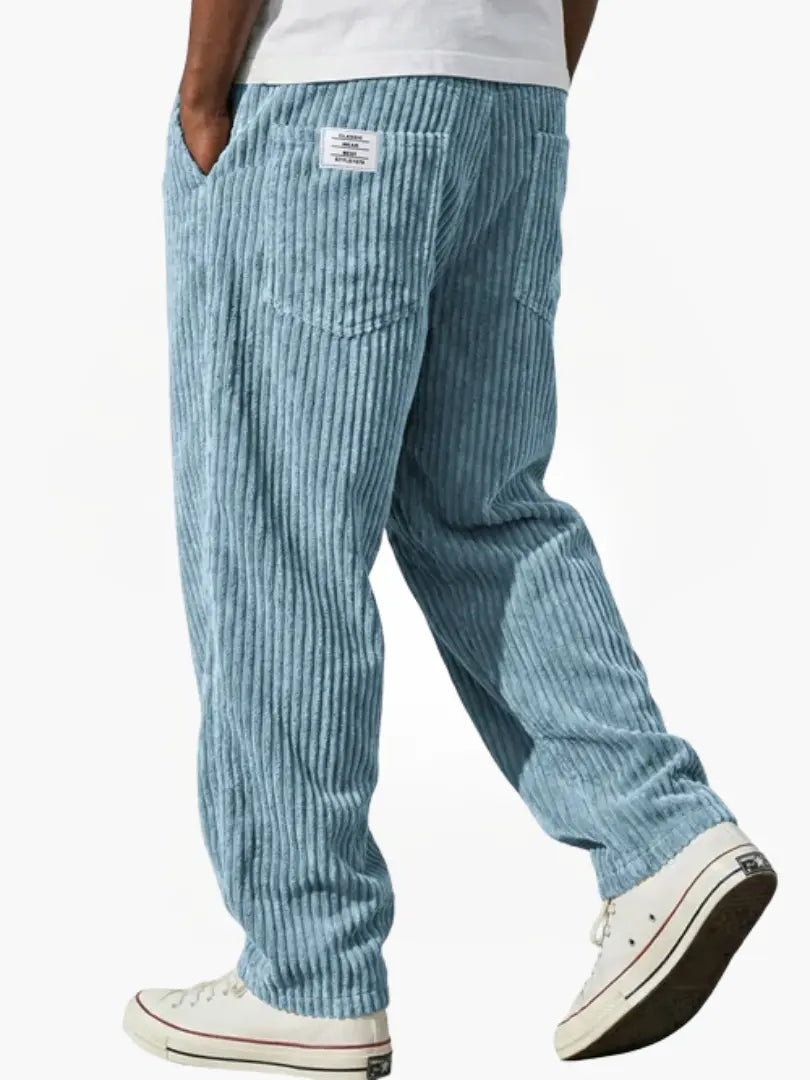Men's Relaxed Fit Corduroy Pants | Elastic Drawstring Waist Baggy Casual Pants