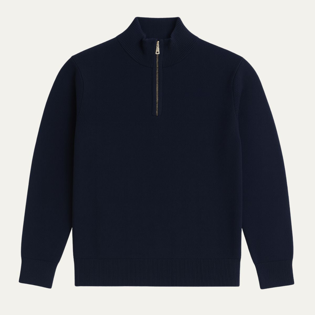 Men's cotton knit half-zip sweater in Navy Blue