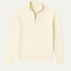 Men's cotton knit half-zip sweater in White