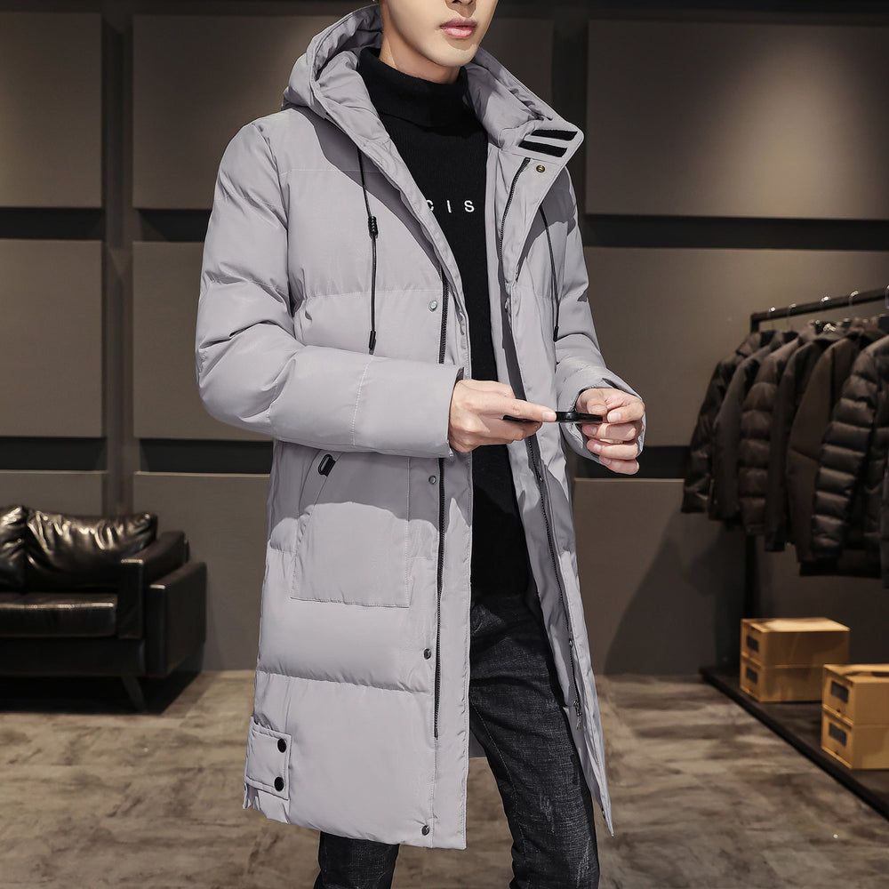 Men's down-insulated winter jacket - gray - on model