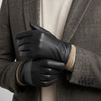 Men's Faux Leather Driving Gloves - Black