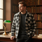 Men's Fleece Lined Plaid Jacket - detail