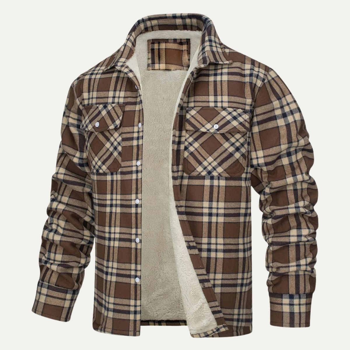 Men's Fleece Lined Plaid Jacket - detail