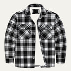 Men's Fleece Lined Plaid Jacket - Black