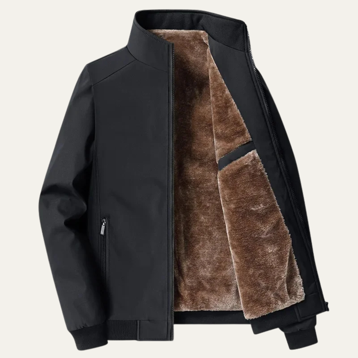 Men's Fleece-Lined Winter Jacket - Black