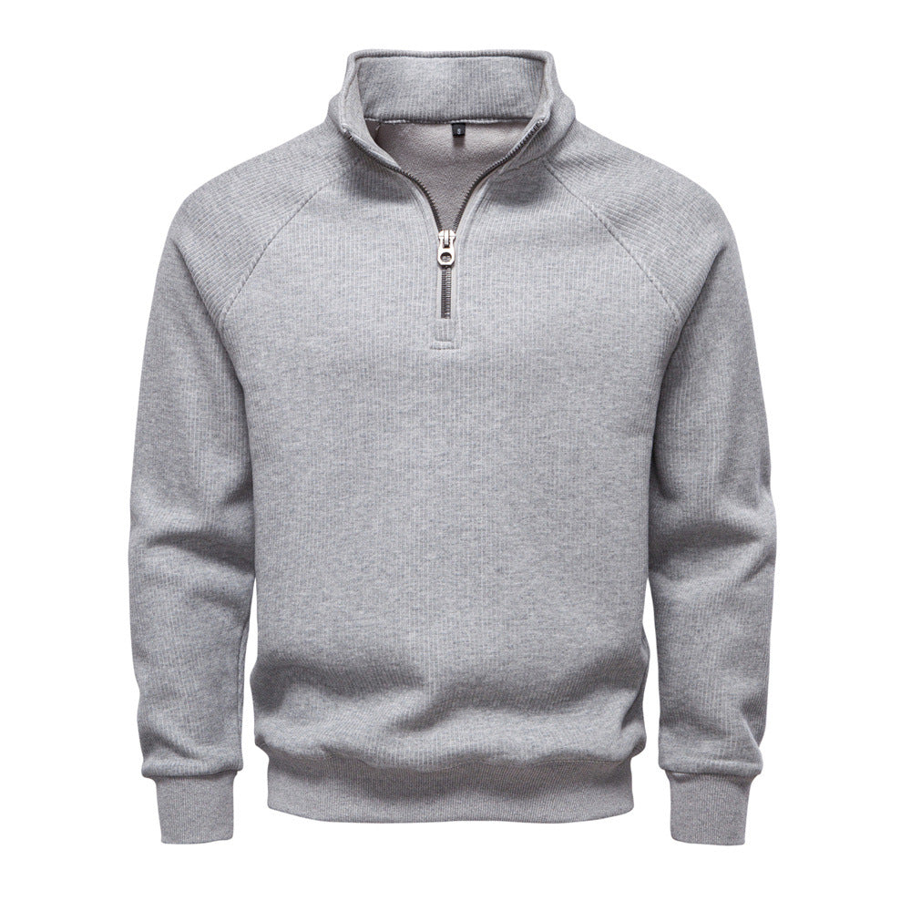Men's Fleece Quarter-Zip Pullover - Light Grey