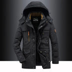 Men's Insulated Hooded Winter Parka - Black