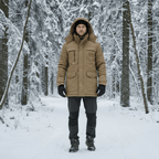Men's Insulated Hooded Winter Parka - Brown lifestyle