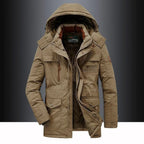 Men's Insulated Hooded Winter Parka - Brown