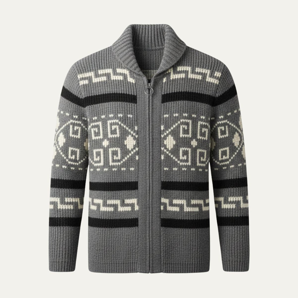 Men's Jacquard Shawl Collar Cardigan - detail