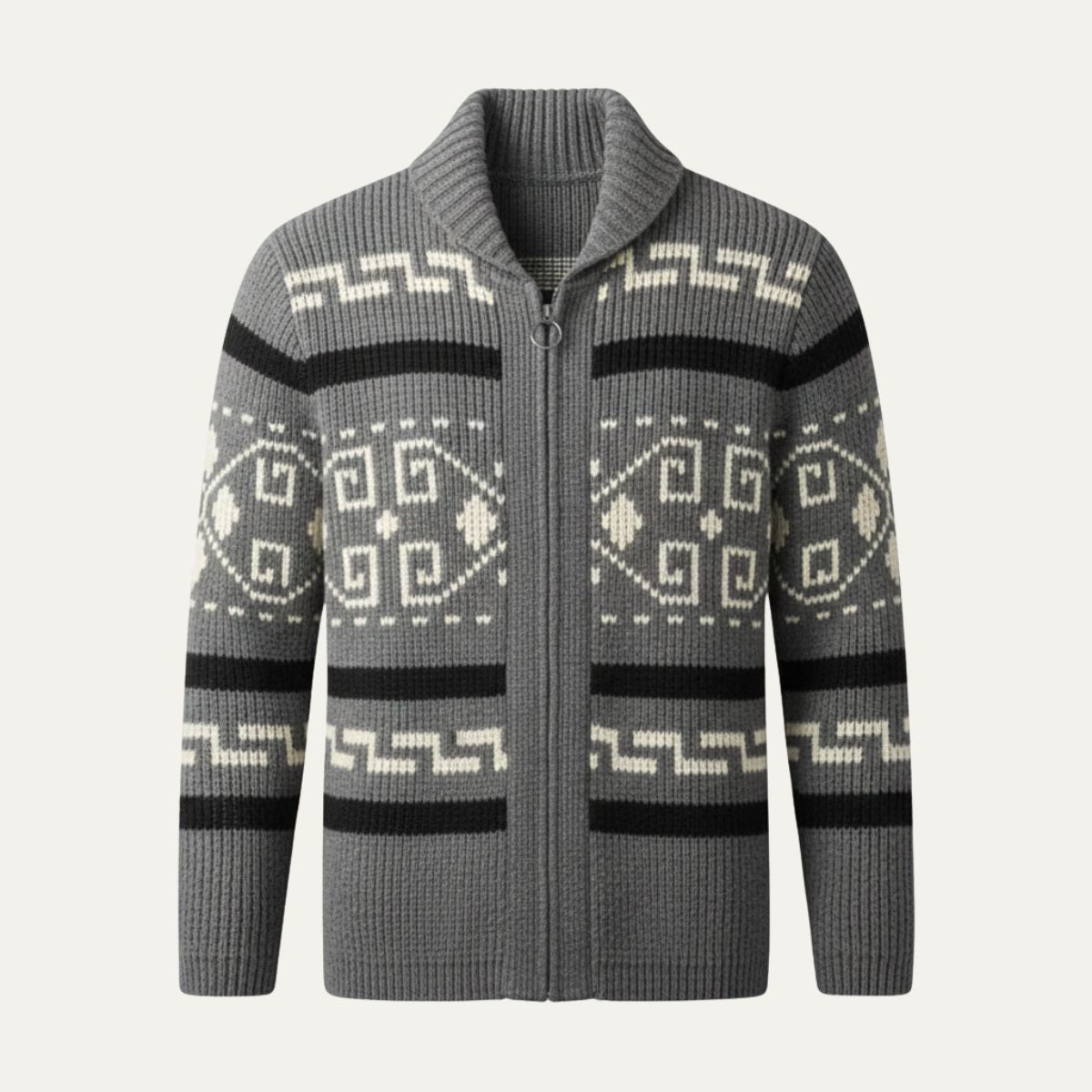 Men's Jacquard Shawl Collar Cardigan - detail