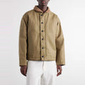 Men's Khaki Cotton Deck Jacket with Wool Lining - on model