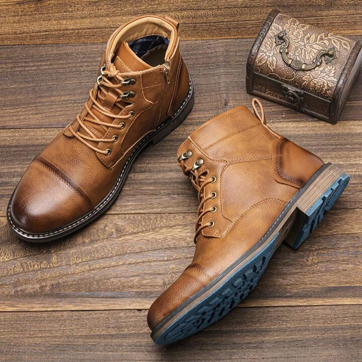 Men's Leather Heritage Boots - Chestnut Tan