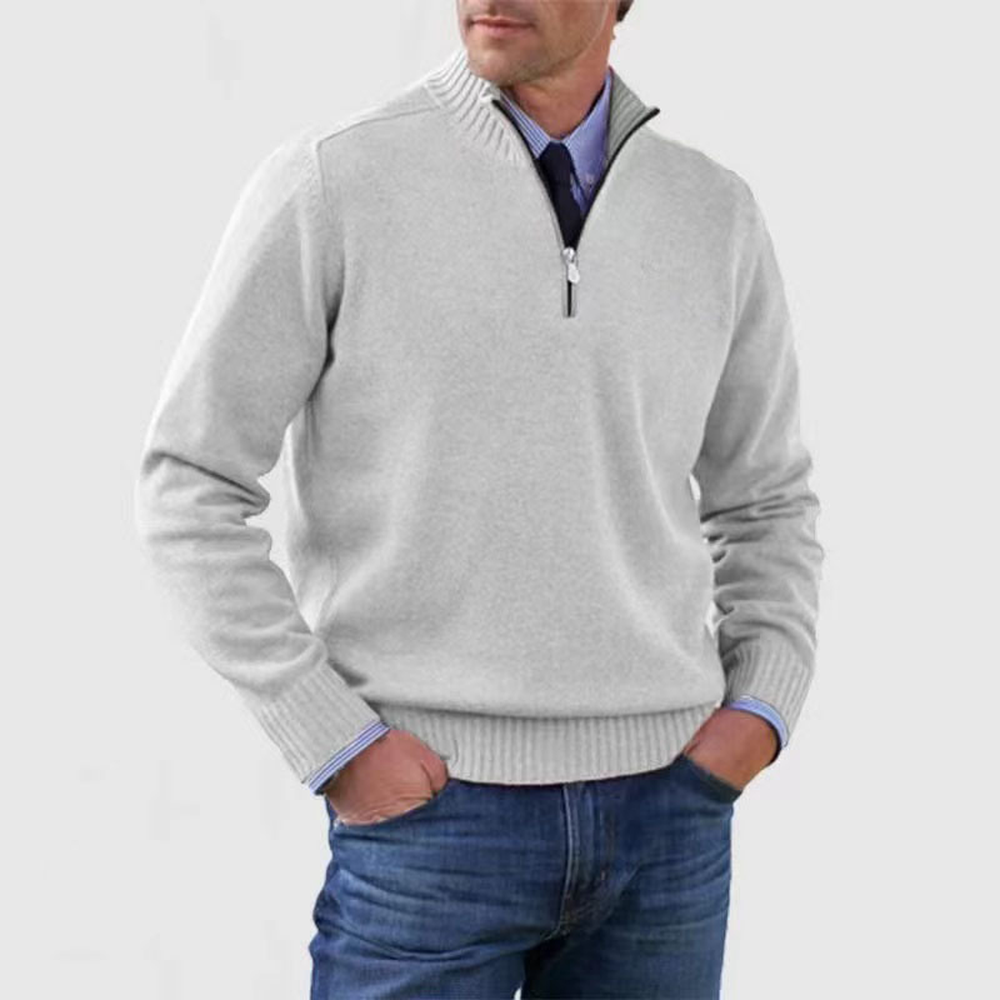 Men's Lightweight Zip-Up Knit Sweater - White