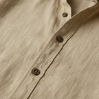 Men's Long Sleeve Linen Button-Up Shirt - button detail