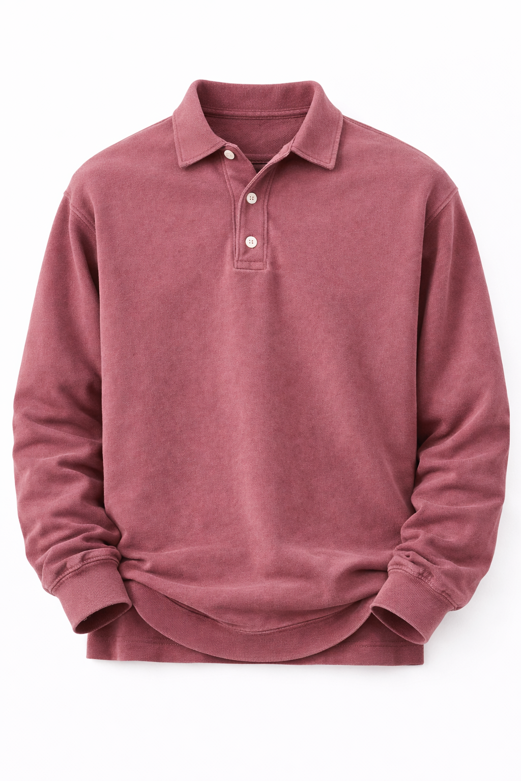 Men's Long Sleeve Polo Shirt - Pink