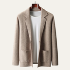 Men's Merino Wool Notch Collar Cardigan - detail