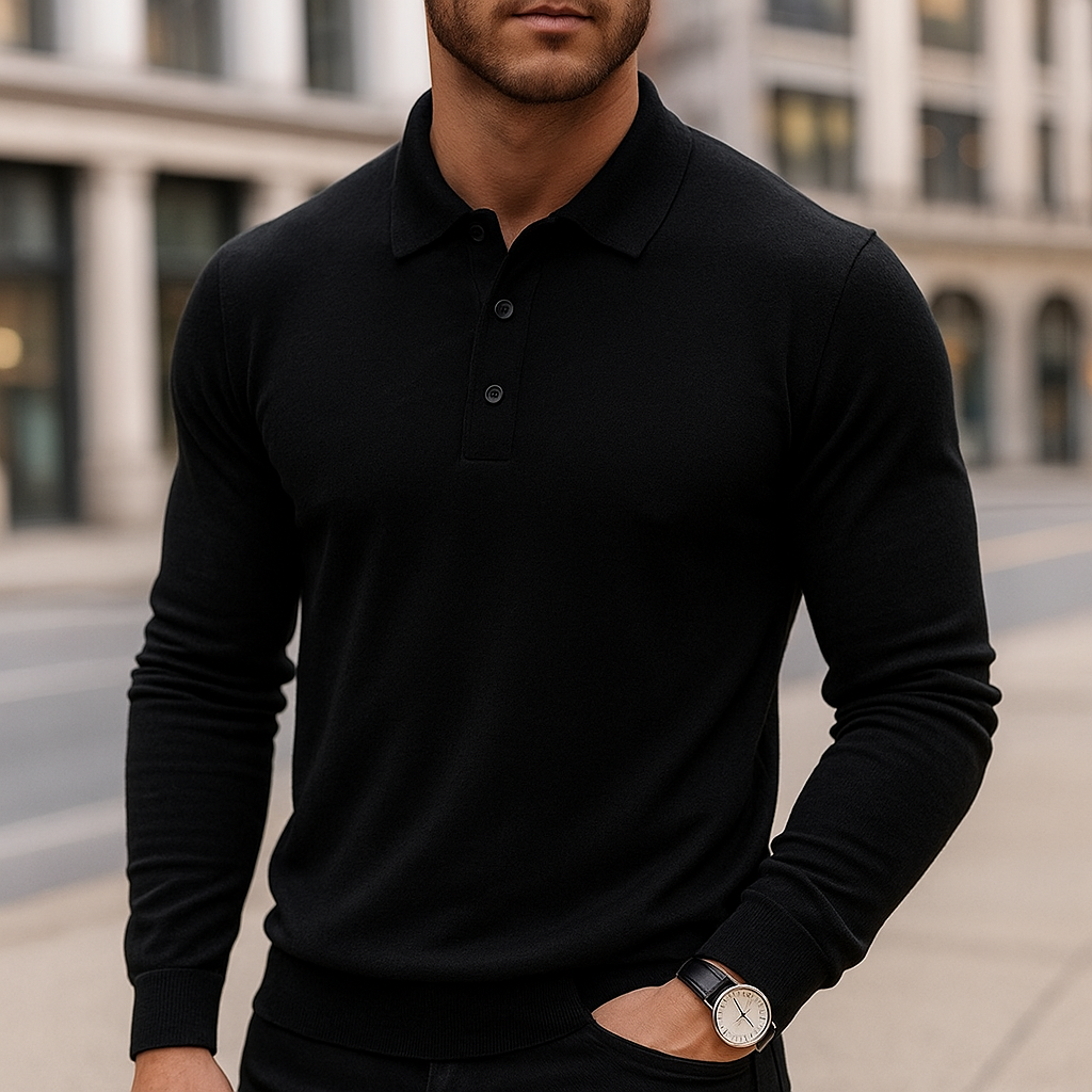 Men's Merino Wool Polo Shirt - Black