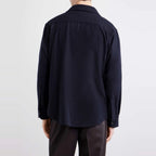 Men's Navy Wool-Blend Overshirt - on model