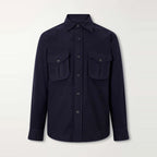 Men's Navy Wool-Blend Overshirt