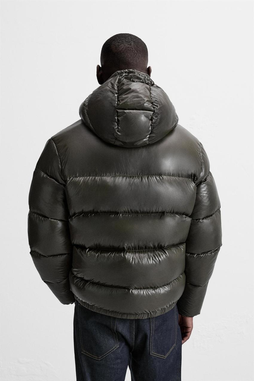 Men's green quilted puffer jacket, alternate view