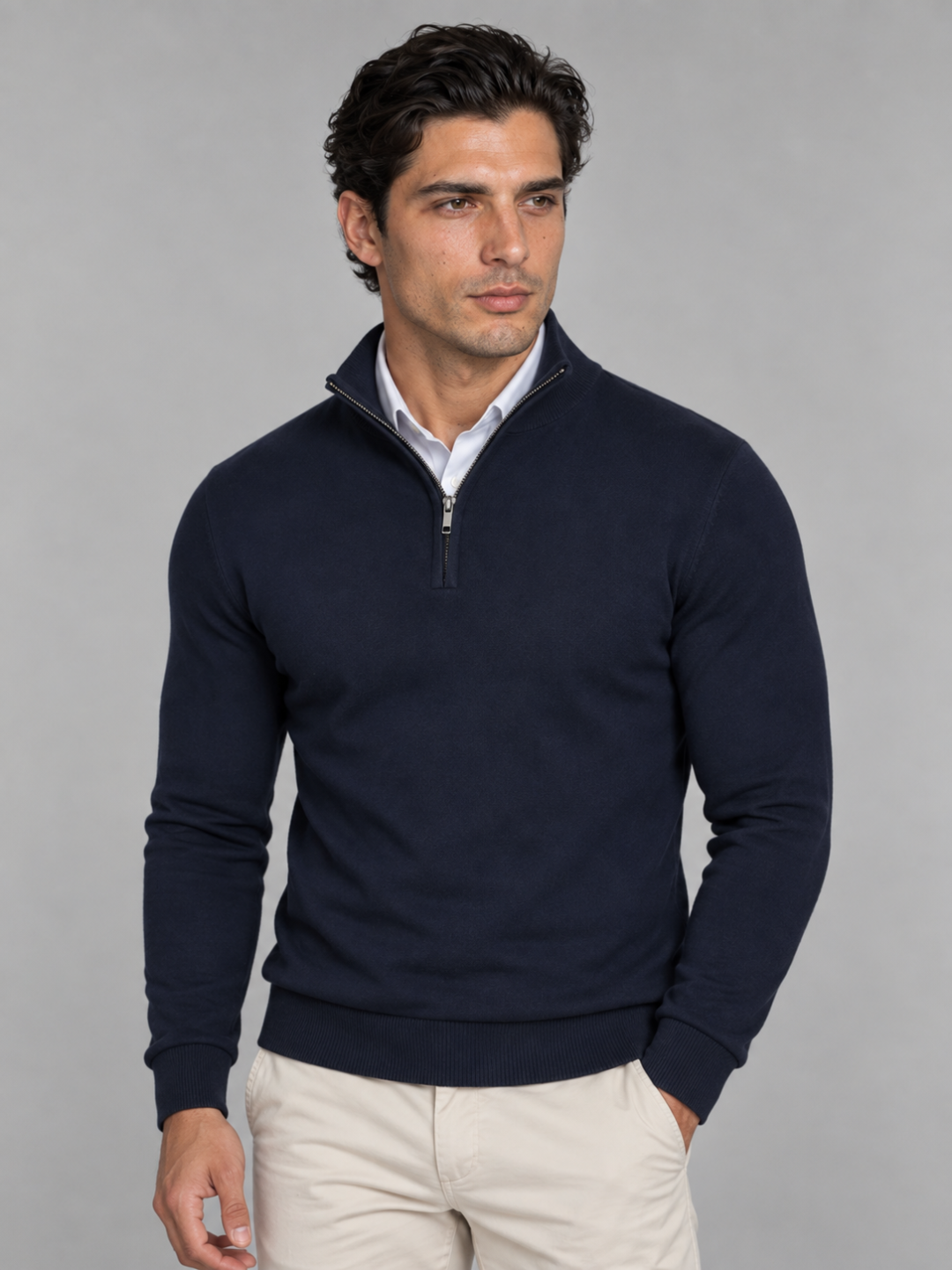 Men's Quarter-Zip Knit Pullover - Navy